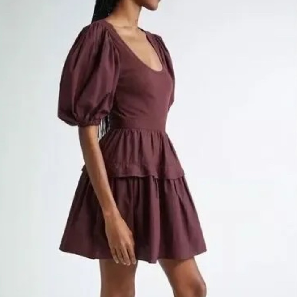 NWT ULLA JOHNSON Tilda Bordeaux Mixed Media Dress